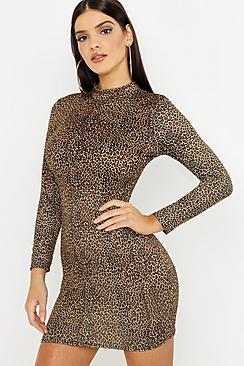 Boohoo Leopard Print Bodycon Mini Dress