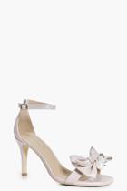 Boohoo Hannah Pearl And Bow Two Part Heels Nude