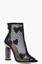 Boohoo Kara Heart Trim Mesh Shoe Boot Black