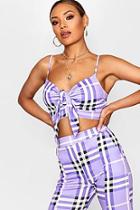 Boohoo Isabella Check Tie Front Crop