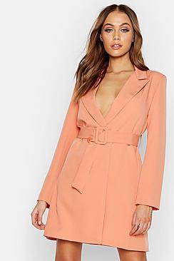 Boohoo Woven Belted Blazer Dress