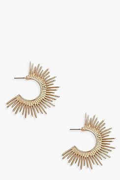 Boohoo Crescent Sun Hoop Earrings