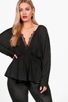 Boohoo Plus Chrissy Lace Trim Knitted Jumper