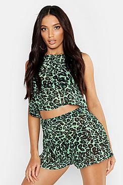 Boohoo Animal Vest & Short Beach Co-ord