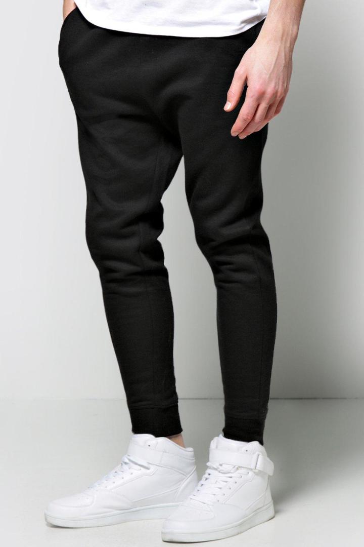 Boohoo Lightweight Drop Crotch Joggers Black