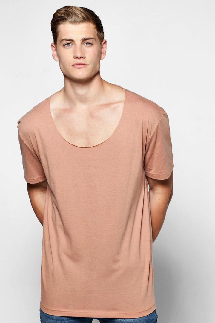 Boohoo Oversized T Shirt With Scoop Neck Brown