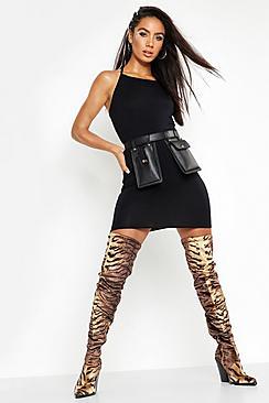 Boohoo Square Neck Halter Mini Dress