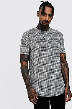 Boohoo Longline Houndstooth Check T-shirt