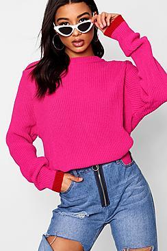 Boohoo Contrast Cuff Jumper