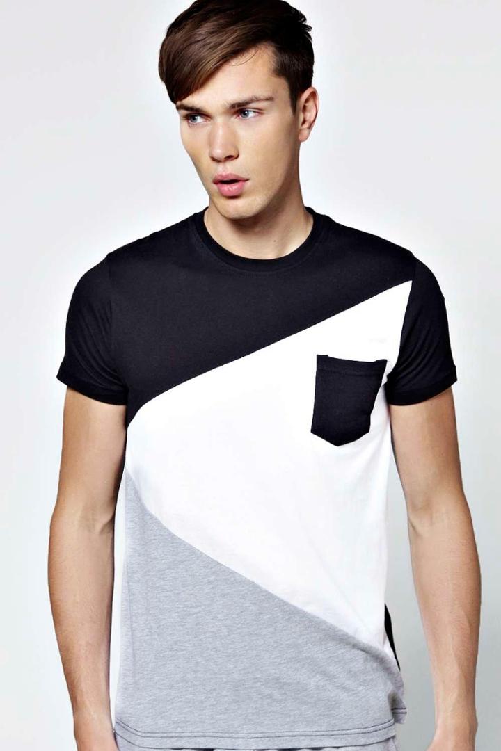 Boohoo Spliced Colour Block T Shirt Black
