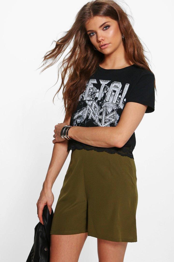 Boohoo Tall Tierra Woven Flippy Shorts Khaki