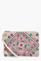 Boohoo Kate Mirrored Embroidery Oversize Clutch