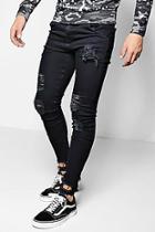 Boohoo Black Spray On Skinny Jeans With All Over Rips