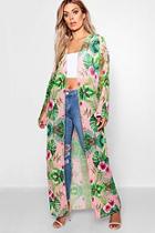Boohoo Plus Jill Tropical Printed Kimono