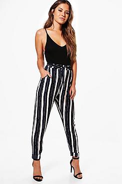 Boohoo Petite Sasha Stripe Tapered Trouser