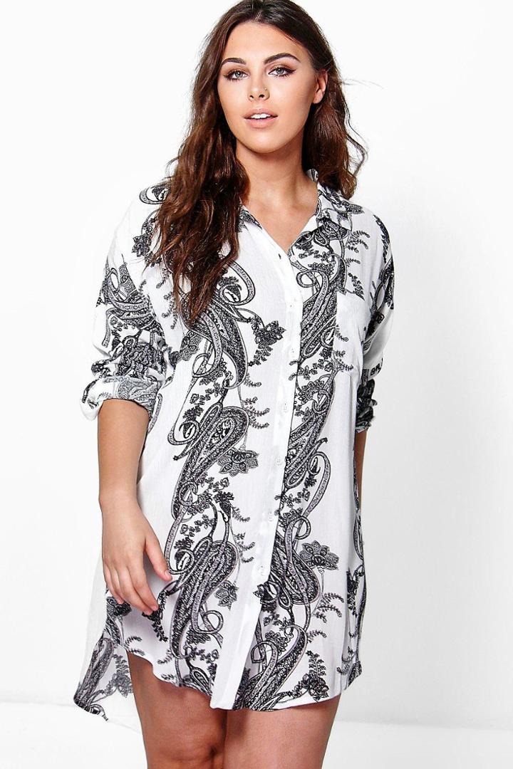 Boohoo Plus Tamsin Oversized Shirt Multi