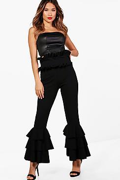 Boohoo Anya Ruffle Waist & Leg Trouser