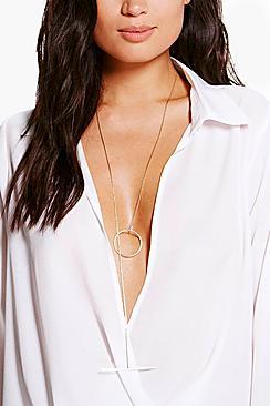 Boohoo Tori T Bar Plunge Necklace