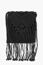 Boohoo Jemima Crochet Cross Body Bag Black