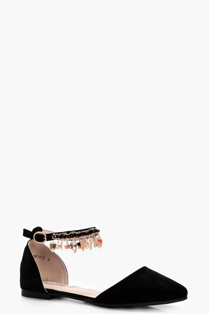 Boohoo Nora Embellished Pointed Flats Black