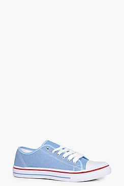 Boohoo Isla Denim Lace Up Pump