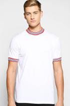 Boohoo Sports Rib Ringer T Shirt White