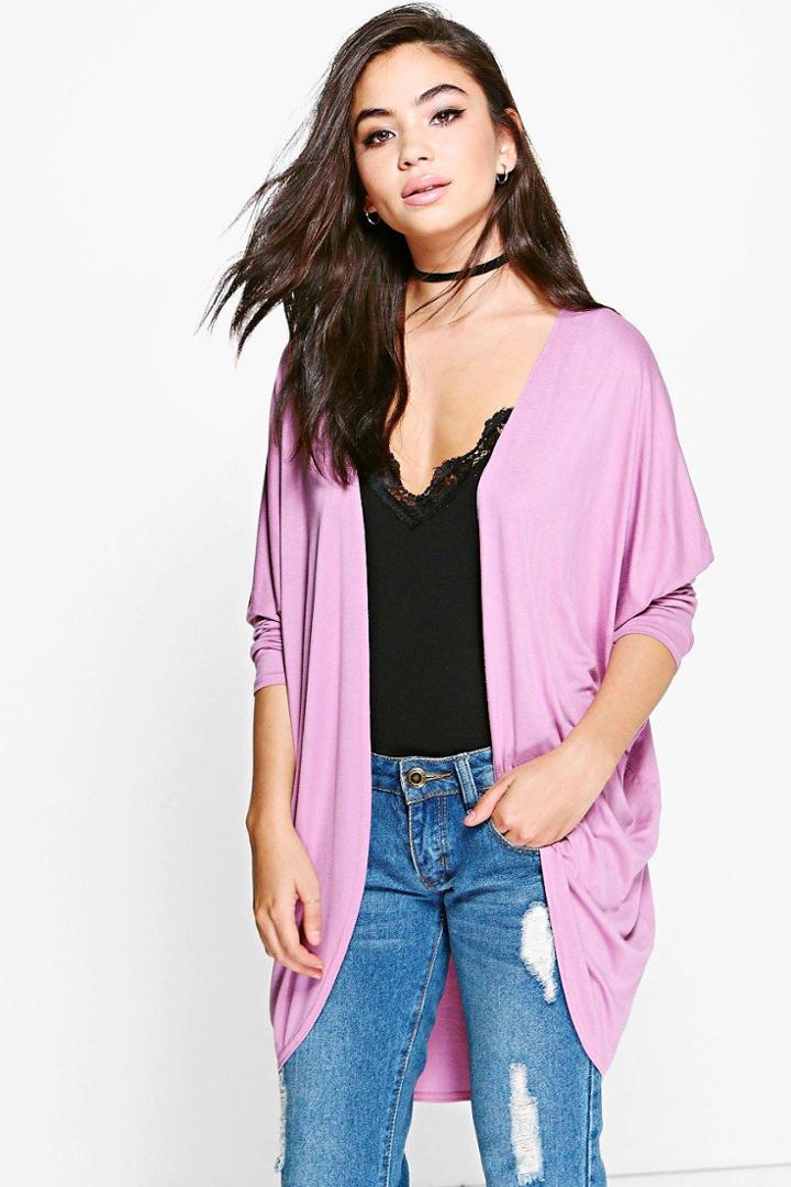 Boohoo Olivia Drape Cardigan Mauve
