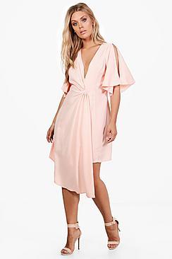 Boohoo Plus Sarah Wrap Woven Occasion Dress