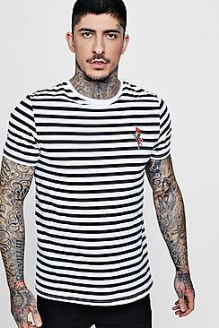 Boohoo Stripe T-shirt With Embroidery