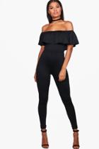 Boohoo Una Off Shoulder Body & Trouser Co-ord Black