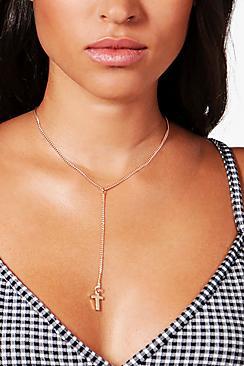 Boohoo Ellie Cross Detail Plunge Necklace
