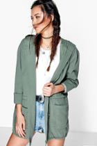 Boohoo Tia Drawcord Parka Khaki