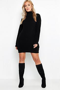 Boohoo Plus Roll Neck Sweater Dress