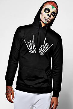Boohoo Halloween Skeleton Hands Hoodie