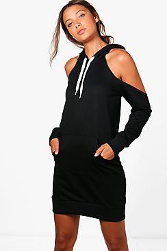 Boohoo Tall Amy Cold Shoulder Sweat Dress