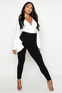 Boohoo Belted Skinny Stretch Trousers