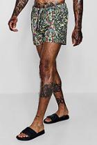 Boohoo Jungle Floral Print Short Length Swim Short