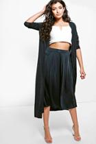 Boohoo Rebecca Pleat Front Crop Trouser Black