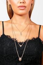 Boohoo Kerry Diamante Layered Chain Necklace