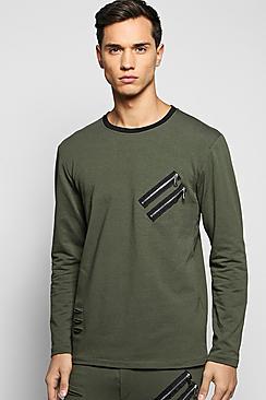 Boohoo Distressed Sweatshirt With Double Zip
