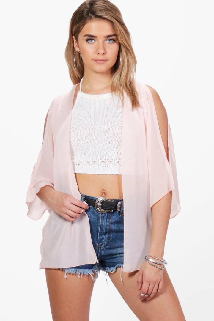 Boohoo Charlotte Cold Shoulder Kimono Nude
