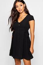 Boohoo Petite Button Font Tie Side Dress
