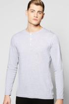 Boohoo Long Sleeve Henley Lounge Top Grey