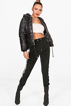 Boohoo Bella High Shine Hooded Padded Jacket