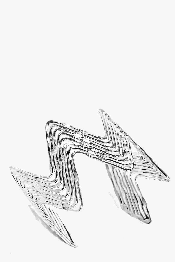 Boohoo Ivy Zig Zag Layered Cuff Silver