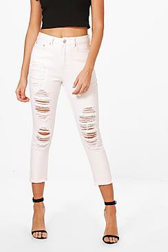 Boohoo Runa Cropped Tapered Ankle Mom Jeans