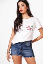 Boohoo Anna Do Nothing Club Embroidered Tee White