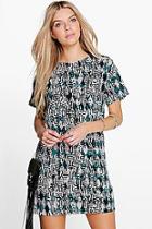 Boohoo Dorianne Geo Print Shift Dress