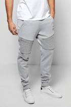 Boohoo Skinny Fit Biker Joggers With Rips And Zips Grey