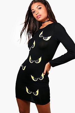 Boohoo Eve Halloween Monster Eye Bodycon Dress